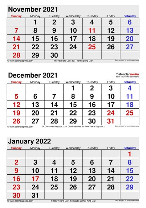 Printable December 2021 And January 2022 Calendar